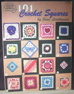 101 Crochet Squares American School of Needlework Crochet Pattern Book RARE - Image 1 of 2