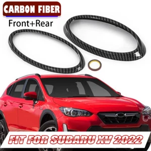 2X For 2022+ Subaru XV Front Rear Car Logo Emblem Badge Ring Covers Carbon Fiber - Bild 1 von 10