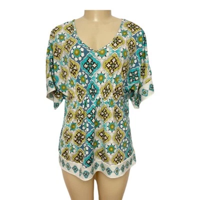 Top largo suelto August Silk Petite mujer colorido floral boho playa media manga L Foto 1 de 4