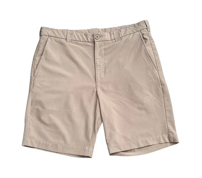 ROUNDTREE & YORKE 男式 36 码卡其色棕褐色平前性能百慕大短裤 — 第 1/4 张图片