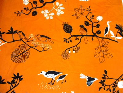 IKEA  Fabric Designed by Sissi Edholm & Lisa Ullenius  Orange Birds  1.5 Yards - Image 1 of 4