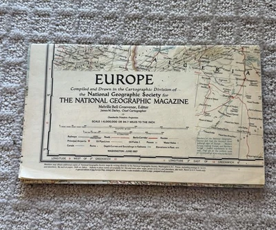 Vintage 1957 Europe Map The National Geographic Society For Nat. Geog. Magazine - Image 1 of 4