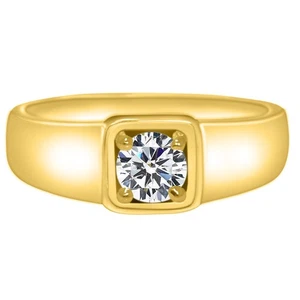 14KT Yellow Gold 0.52Ct 5.00mm G-H VS2 100% Natural White Diamond Women's Ring - Picture 1 of 4