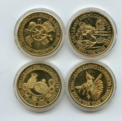 Set of 4 Tokens from the Grand Coushatta Casino Kinder Louisiana 1998 Series - Image 1 of 2