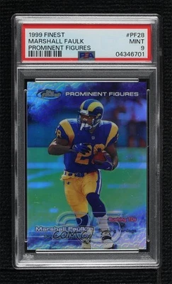 1999 Topps Finest Prominent Figures 25/25 Marshall Faulk #PF28 PSA 9 MINT HOF - Image 1 of 3