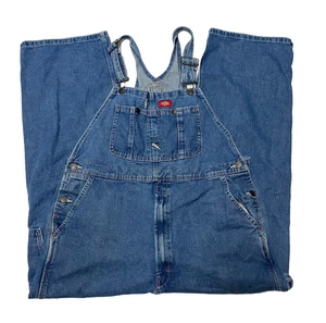 Dickies Carpenter Bib Overalls Mens 36 X 32 Vintage Blue Denim - Picture 1 of 4