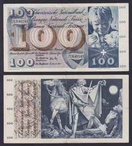 Banconota Svizzera 100 francs 1970 P.-49l BB/VF - Imagen 1 de 1