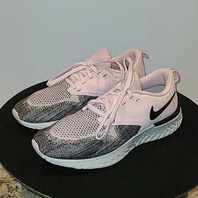 NIKE Odyssey React Flyknit Running Shoes pink and black Flyknit mesh. (#735= - Image 1 of 4