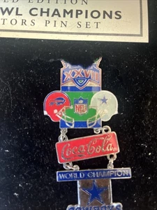 Dallas Cowboys Super Bowl XXVII Champions Large Dangle Football Pin - Picture 1 of 2