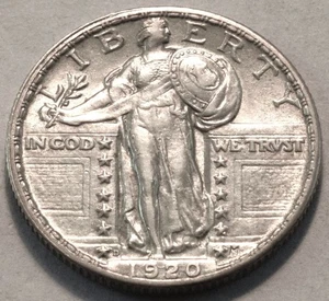1920 D Standing Liberty Quarter, High Grade, Original Lustrous Better Silver 25C - Picture 1 of 2