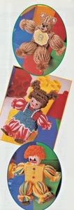Musical Shelf Sitters - Bear, Clown- PLASTIC CANVAS PATTERN - Removed from Book - Picture 1 of 4