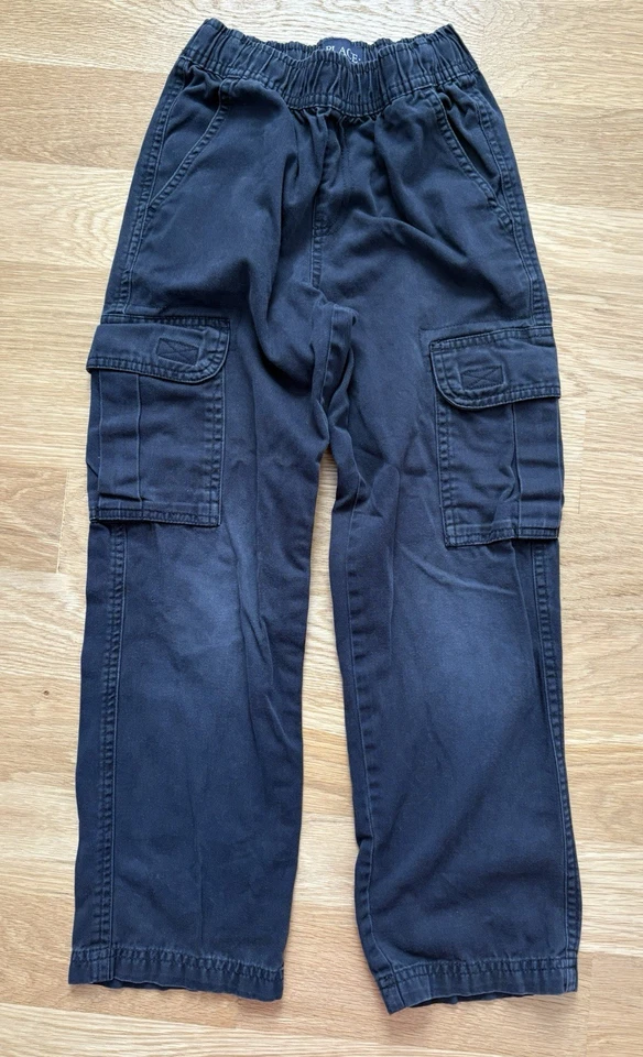 Lugar para niños~Niños 7~Pantalones de carga caqui~Azul marino~Cintura elástica pull-on~Algodón Foto 1 de 4