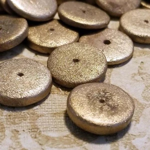 Philippines South Sea Metallic Gold 15mm Rondelle Wood Beads 20 pcs - Picture 1 of 9