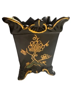 Ardalt Lenwile vintage dipinto a mano. #7467 Tazza portapenne con piedini artistici nero e oro. - Foto 1 di 6