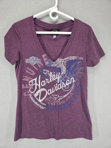 Harley Davidson Women's V-Neck T-Shirt, Daytona Beach, Purple/Plum Color, Large - Picture 1 of 6