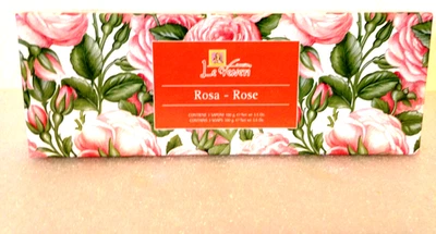Imported Rose Bar Soap Handmade Italian Le Veneri Paper Wrapped Boxed Set 3.5 oz - Image 1 of 3