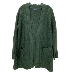 Patagonia Damen M Strickjacke Pullover grün Off Country Grobstrick vorne offen - Bild 1 von 13