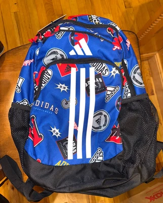 Mochila gráfica Adidas com vários logotipos com etiquetas - Imagem 1 de 2