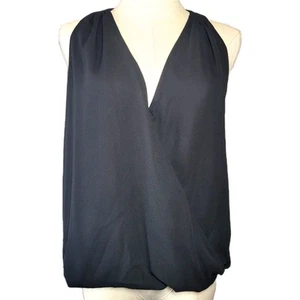 Camiseta sin mangas negra envolvente sintética Los Angeles única talla XS alta semi transparente fiesta nueva con etiquetas - Imagen 1 de 8