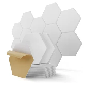 Paneles de Pared Acústicos Hexagonales Kuchoow Autoadhesivos, 12 Pk Absorbentes de Sonido Blanco  - Imagen 1 de 2