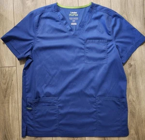 LANDAU PROFLEX  ROYAL BLUE WOMENS SIZE MEDIUM NURSING MEDICAL  BLOUSE SCRUBS TOP - Picture 1 of 9