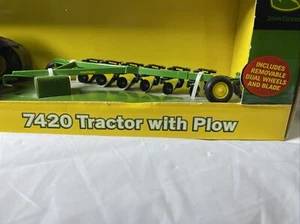 John Deere 7420 Tractor w Blade & 6 Bottom Plow Duals All Around 1/32 by Ertl - Picture 1 of 15