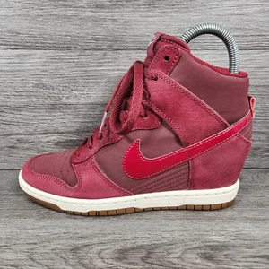 Nike Sky Hi Dunk Red Maroon Suede Hidden Wedge Trainers Shoes Size UK 4  - Bild 1 von 16