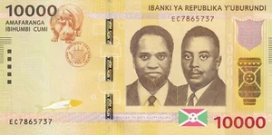 Burundi, 10.000 (10000) francos, 2015, UNC, p54, número de serie: EC7865737 - Imagen 1 de 2