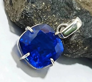 Zertifizierter 32,65 ct natürlicher blauer Saphir Kissen Silber Anhänger loser Edelstein - Bild 1 von 7