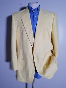 Vintage Haspel 46L 46T Yellow Rayon Poly Hopsack Blazer Sport Coat Jacket - Picture 1 of 7