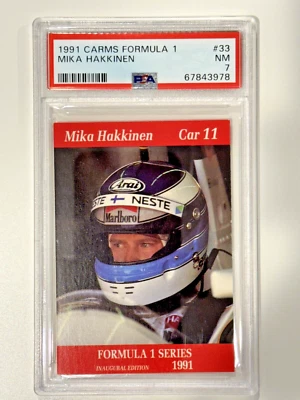 1991 Carms Formula 1 F1 #33 Mika Hakkinen PSA 7 Rookie RC - Image 1 of 2