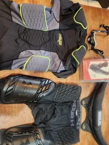 FOOTBALL PADS YOUTH PANTS/SHIRT/ARM PADS/SAFETY COLLAR/CHIN STAP - Picture 1 of 6