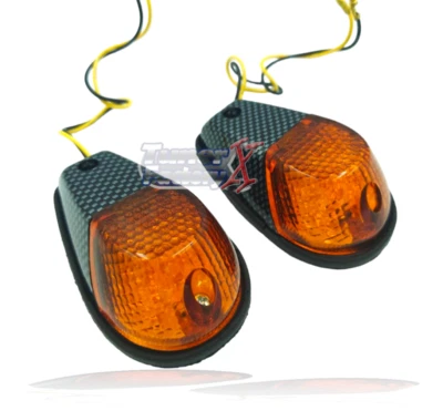 Señales turbulentas ámbar/carbono para Yamaha YZF R1 R6 R6s 600 1000 FZ1 FZ6 600R F Foto 1 de 3