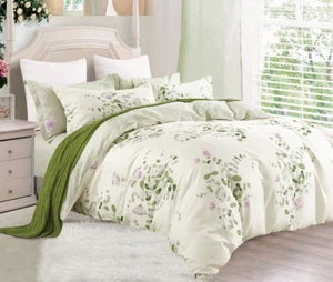 Graceful Print 100% Cotton Bedding Set:1 Duvet Cover & 2 Pillow Shams All Sizes - Picture 1 of 1