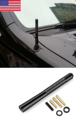 Antena curta 4,7 polegadas fibra de carbono preta alumínio para Ford Mustang 1979-2009 - Imagem 1 de 4