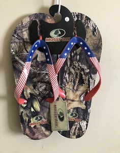 Men’s Mossy Oak Patriotic Camouflage Flip Flops Size Large - Picture 1 of 5