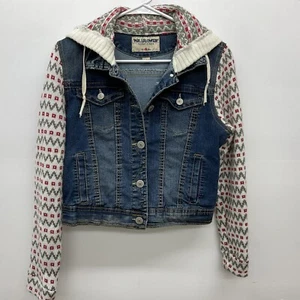 Chaqueta suéter vaquera para mujer talla S WallFlower Dreamer azul, gris y rojo - Imagen 1 de 8