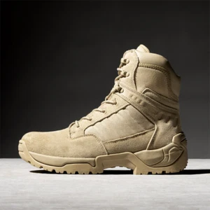 Men's Wide Size Military Tactical Work Boots Zipper Hiking Combat Shoes Sand - Picture 1 of 15