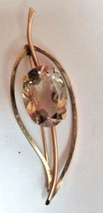 Vintage Blatt Anstecknadel Brosche 12K GF Gold Filled by Winard Goldtopas Farbe unbekannt - Bild 1 von 4