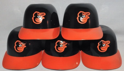 Lot of 5 Baltimore Orioles 8 oz ice cream baseball helmets NEW Cover