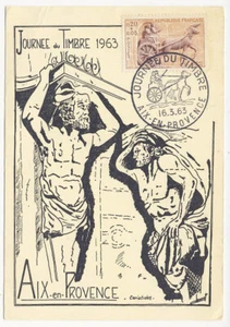 France 1963 Maximum First Day Cover Card Stamp Day Chariot #B370 Red Cross Surta - Picture 1 of 2