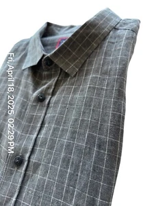 UNTUCKit Ramey 100% Linen Shirt Mens Size XXL Gray Check LS Button Up - Picture 1 of 8