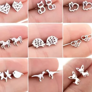 Mini Tier Ohrstecker Fuchs Katze Igel Ohrring Damen Schmuck Zubehör 1 Paar - Bild 1 von 39