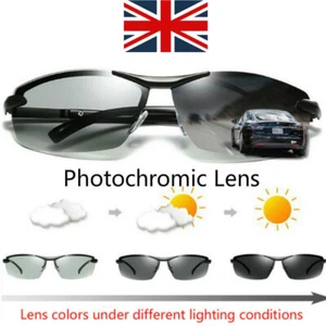 Men's Photochromic Polarized Sunglasses Day and Night Sports Glasses Outdoor UK - Picture 1 of 9