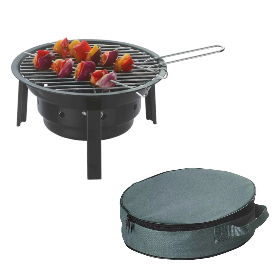 Campinggrill klappbar Holzkohlegrill tragbar – Mini Koffergrill Ø35cm Outdoor BB - Bild 1 von 4