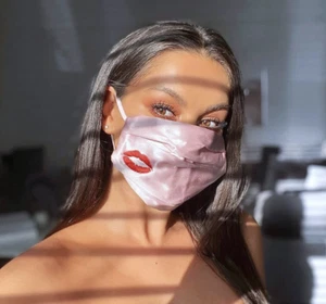 SLIP Kiss Lips Pink Mulberry Silk Face Cover Mask REUSABLE Cotton Lining NEW - Picture 1 of 9