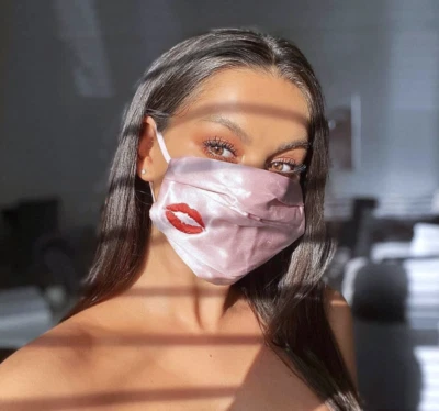 SLIP Kiss Lips Pink Mulberry Silk Face Cover Mask REUSABLE Cotton Lining NEW - Image 1 of 4