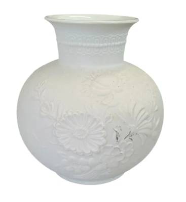 Kaiser Vase Keramik Blumen Relief Weiß Dekorative Blumenvase Moderne Deko - Bild 1 von 4