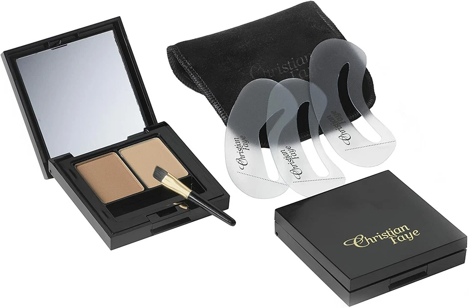 CHRISTIAN FAYE Eyebrow Make Up DUO set,  with stencils and brush - Natural Brown - Image 1 of 1