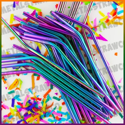 Metal Drinking Straw Plain or Coloured Stainless Steel Metal Drinks Straws Party - Image 1 of 4